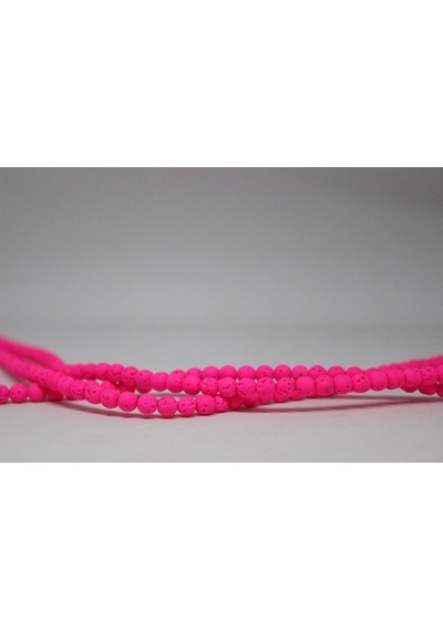 Lav Taşı Fosforlu Pembe Renkli Yarım Dizi 6 MM 18 CM Beyaz