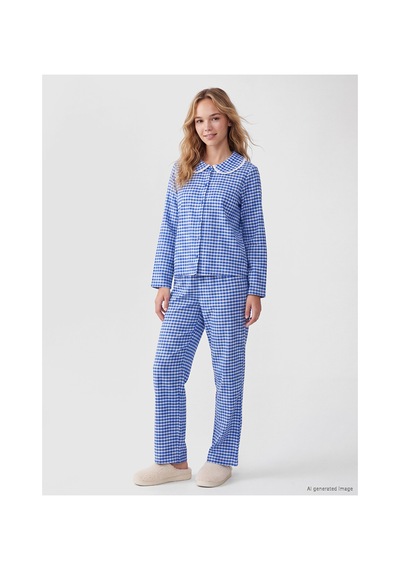 Lcw Dream Lacivert Bebe Yaka Ekose Kadın Pijama Takım