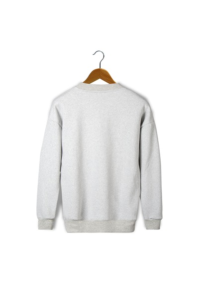 Unisex Gri Oversize Kalın Üç İplik Şardonlu Bisiklet Yaka Basic Sweatshirt Gri