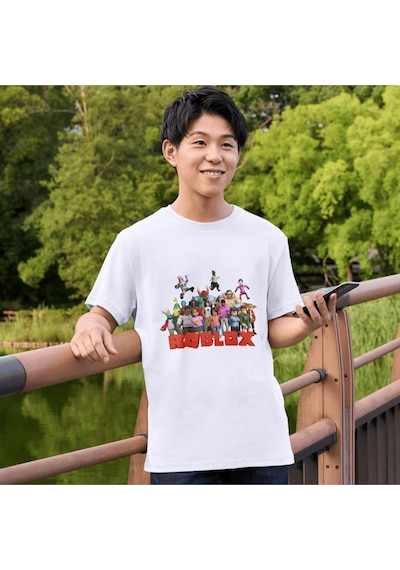 Alpşan Ticaret Roblox Tişört Çocuk Yetişkin T-shirt Roblox Özel Seri Beyaz