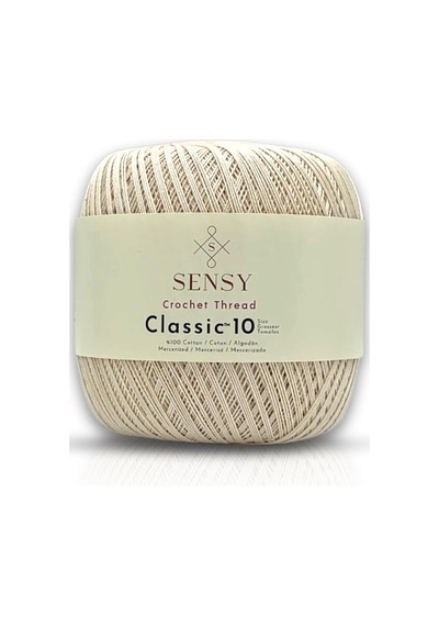 Classic 10 Tığ İpi 100% Merserize Pamuk Örgü İpi, Dantel İpi, Giza Mısır Pamuğu Ekru