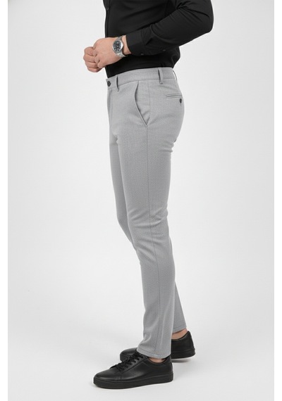 Deepsea Erkek Gri Modern Fit Likralı Kumaş Pantolon Günlük & Ofis Kullanımı 2602020 Gri