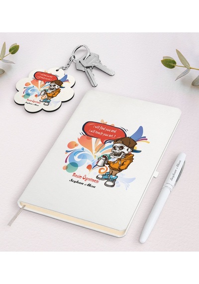 Kişiye Özel Resim Öğretmeni Beyaz Defter Kalem Ve Anahtarlık Hedi N11.11553