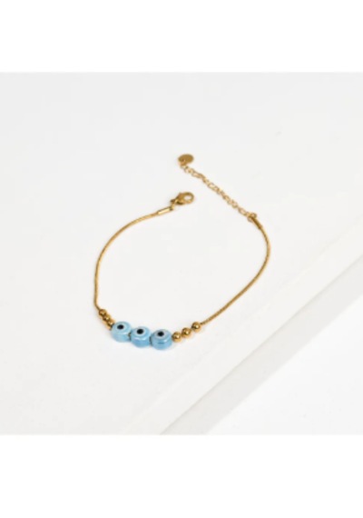 Bbaccessorıes Bb Çelik Halhal Altın - Mavi Taşlı
