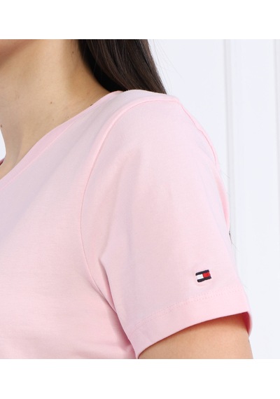 Tommy Hilfiger Tommyhilfiger Yazı Logo Nakışlı Pamuklu Kadın T-shirt Pembe