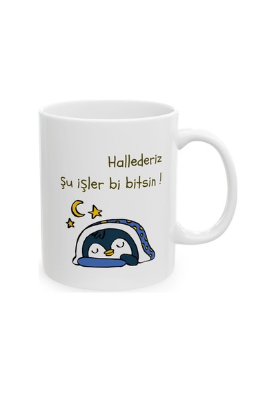 Hallederiz Şu İşler Bi Bitsin Hediyelik Baskılı Porselen Beyaz Lüks Kupa Bardak Beyaz