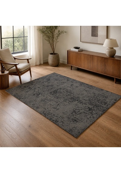 Kartela Halı Sina Halı Jüt Taban Dokuma Halı Antrasit - 100 X 150 Cm