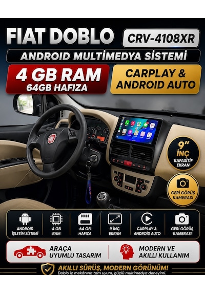 Fiat Doblo Android Multimedya Sistemi 2011-2015 Crv-4108xr