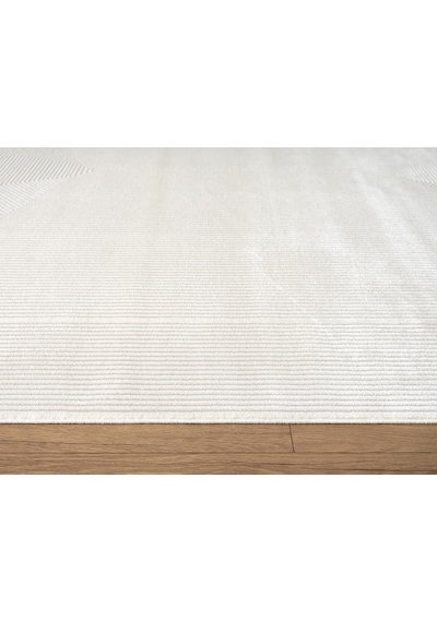 Cosmos Cs006w Beyaz Halı Modern Detaylı Pamuk Taban Viskon Tozuaz Salon Yatak Odası Koridor Halısı-678 Beyaz