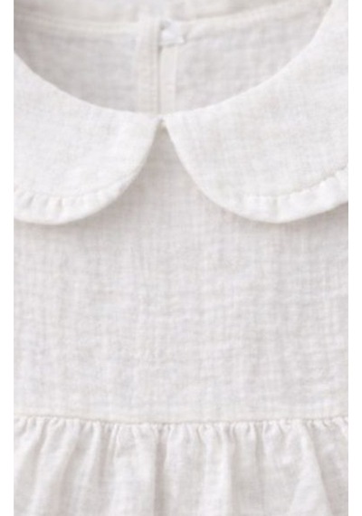 Baby Corner Bebe Yaka Fırfırlı Kız Bebek Elbise Beyaz