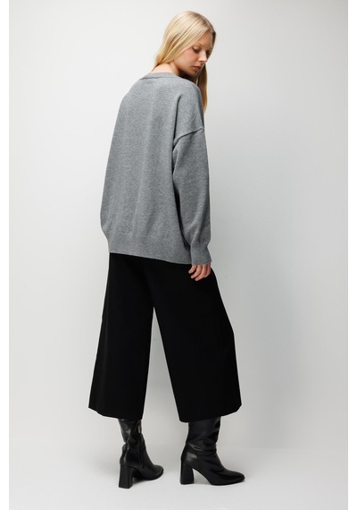 Mixray 7021 Kadın Bisiklet Yaka Oversize Basic Premium Triko Kazak Antrasit