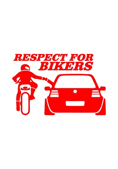 Respect For Bikers Araba Sticker 17x17 Cm Kırmızı