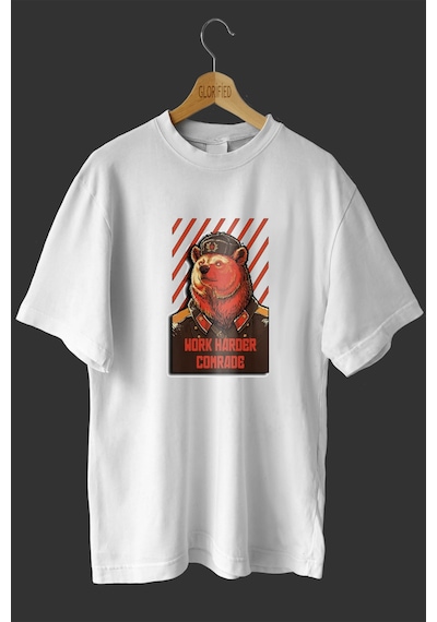 Noıssey -wed Work Harder Conrade Tasarım Baskılı Oversize T-shirt Tişört Beyaz