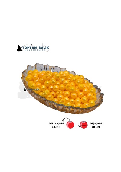İthal Camgöz Sarı Sazan Balık Boncuğu 10 Mm İç Çap: 3.5 Mm - 5