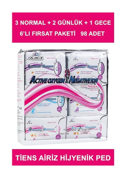 Tiens Airiz 60 Günlük + 30 Gündüz 8 Gece 6'lı Paket Hijyenik Ped Seti
