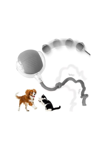 Busstier Akıllı Kedi Oyuncağı, Otomatik Yuvarlanan İnteraktif Top, Hareketli Kuyruk, Usb Şarjlı, Led Işıklı, 3