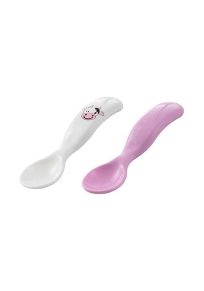 Mamajoo Ergonomik Beslenme Kaşık Seti Pembe & İnek, 6 Ay+ İkili