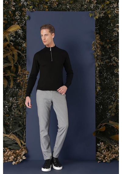 Efor Tr 861 Slim Fit Siyah Klasik Triko Siyah