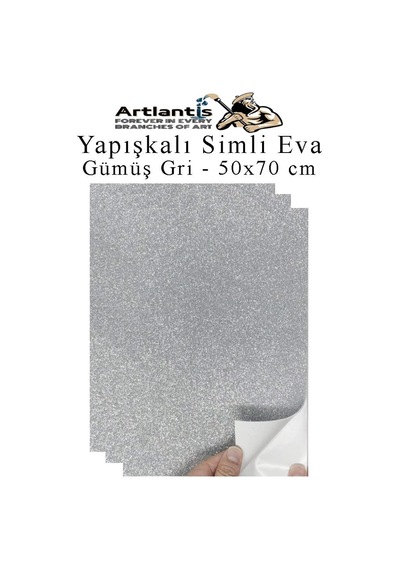 Artlantis Gümüş Gri Yapışkanlı Simli Eva 50x70 Cm 3 Adet