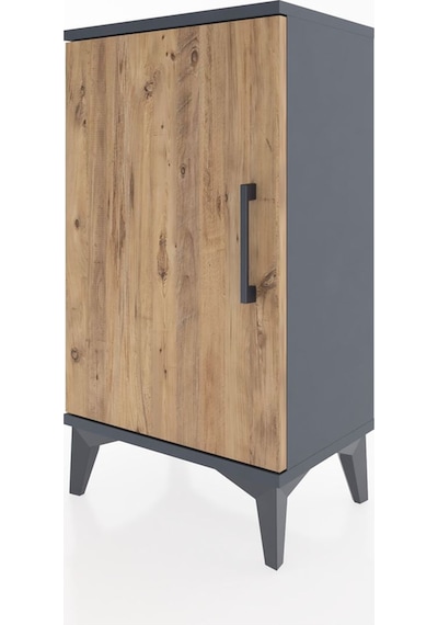 Arges Komodin 2 Raflı Tek Kapaklı 44x30x80 Antrasit-çam Antrasit