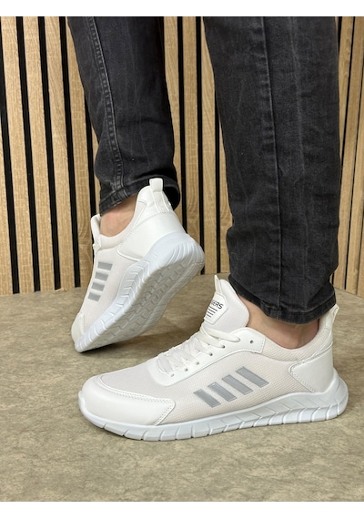 Günlük Erkek Sneaker Fileli Bağcıklı Rahat Esnek Dikiş Detaylı Yürüyüş Spor Ayakkabı 1453 Beyaz Gri Günlük Erkek Sneaker Fileli Bağcıklı Rahat Esnek Dikiş Detaylı Yürüyüş Spor Ayakkabı 1453 Beyaz Gri