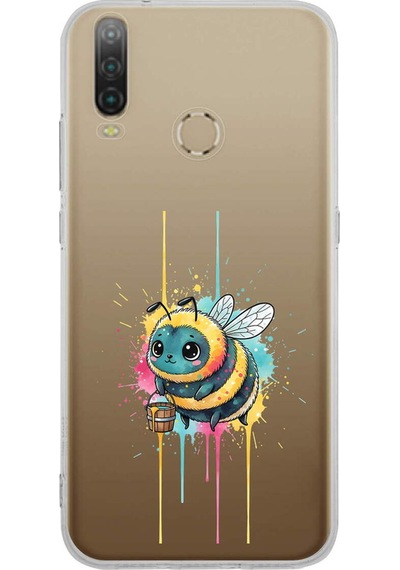 General Mobile Gm 10 İle Uyumlu Splash Arı Tasarımlı Şeffaf Silikon Kılıf 051b