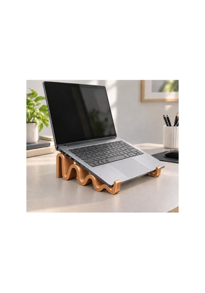 Violet Dalgalı Görünümlü Laptop Standı - Metalik Bronz