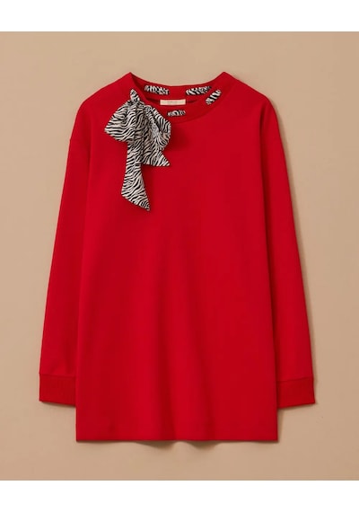 Büyük Beden Fular Yakalı Sweatshirt10002522314010 Kırmızı