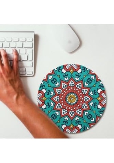 Renkli Mandala Tasarımlı Yuvarlak Mouse Pad 20 X 20 Cm