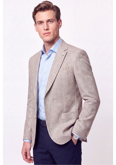 Comfort Fit Torba Cep Esnek Pamuklu Camel Blazer Ceket C 740