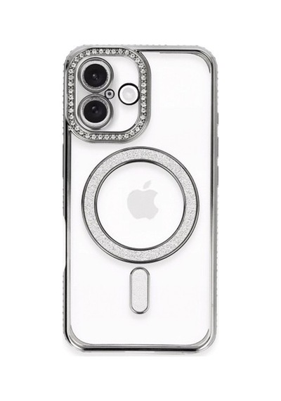 İphone 16 Plus Kılıf Joke Simli Magneticsafe Kılıf - Gri Renk