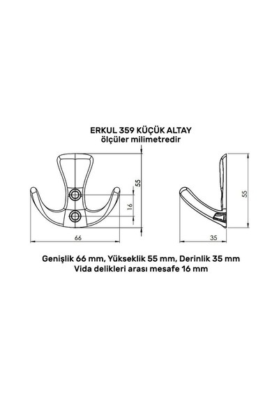 Erkul 359 Altay Küçük Askı Krom Çok Renkli