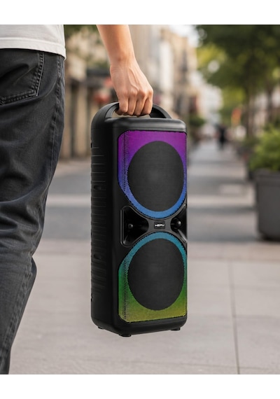 Hepu Hp-985 Partybox Bluetooth Hoparlör 2 6.5 Hoparlör 20w Güç Rgb Işık Tws Destekli