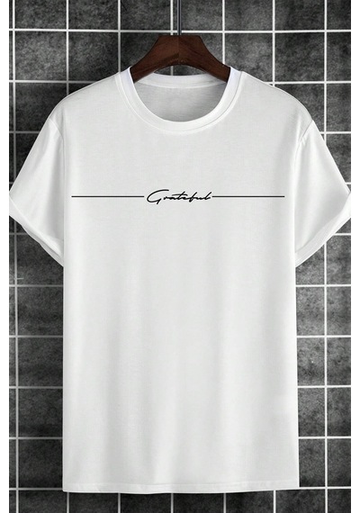 Erkek Baskılı Oversize Tshirt Beyaz
