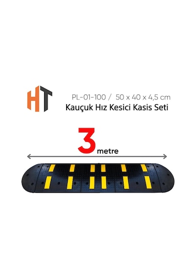Kauçuk Hız Kesici Set Kapaklı, Yol Kasisi 3 Metre