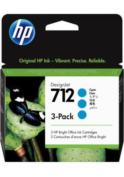 HP 3ED77A (712) MAVİ 29 ML 3 PACKS GENİŞ FOR  AT MUREKKEP KARTUŞU