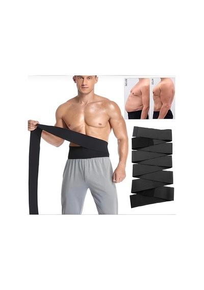 Sauna Suit Bele Dolamalı 3 Metre Uzunluğunda Bele Sarmalı Korse Kemer Siyah