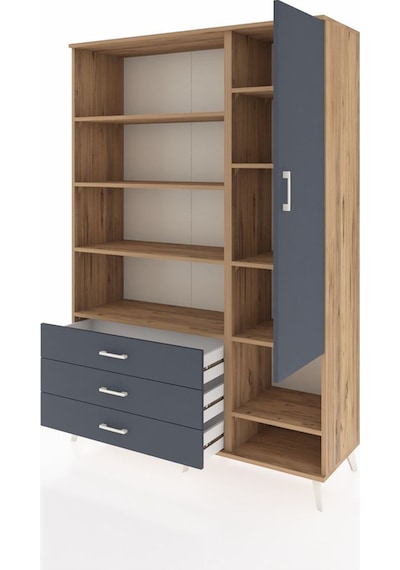 Hyperion Dolap 9 Raflı 3 Çekmeceli Tek Kapaklı 132x44x195 Çam-antrasit/antrasit Antrasıt/antrasıt Hyperion Dolap 9 Raflı 3 Çekmeceli Tek Kapaklı 132x44x195 Çam-antrasit/antrasit Antrasıt/antrasıt