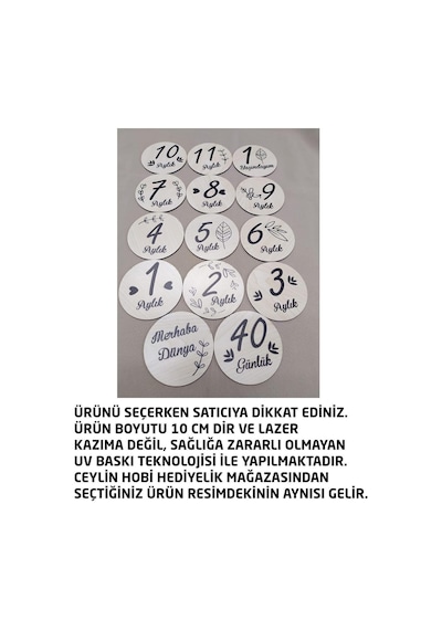 12 Aylık Plak Seti Ahşap Bebek Fotoğraf Kartları, Ilklerim Seti, Anı Kartları,hobbeb003,1 Yaş