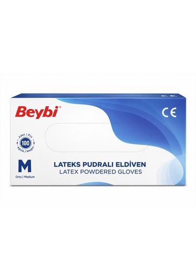 Beybi Lateks Pudralı Muayene Eldiveni M- Medium- Orta 1200 Lü Set