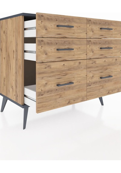 Hyperion Şifonyer 6 Çekmeceli 88x44x80 Çam-antrasit/çam Antrasit/çam Hyperion Şifonyer 6 Çekmeceli 88x44x80 Çam-antrasit/çam Antrasit/çam