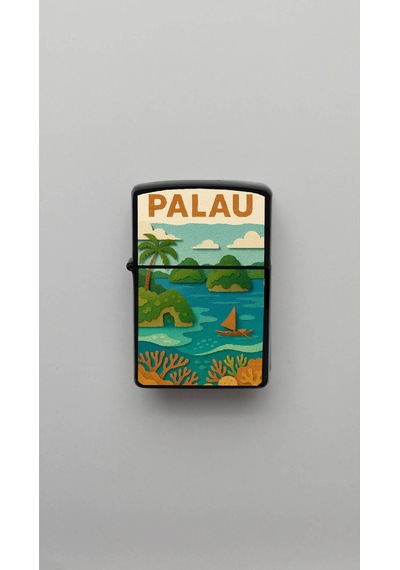 Palau Palau - Paper-cut Style - Benzinli Siyah Çakmak Magnet Hediyeli Siyah