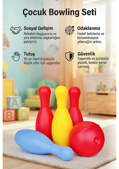 Bowling Seti - Eğitici Ve Eğlenceli Başlangıç Seti - 19 Cm Labutlar Ve Bowling Topu Oyuncak Seti