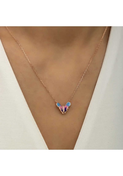 925 Ayar Gümüş Rose Minimal Kadın Gümüş Kolye