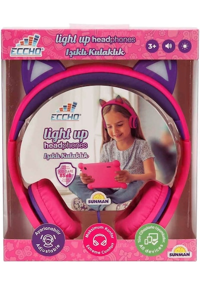 S00091067 -sun-gle-ech-kulaklık Kablolu Kedi Şkl.ışıklı Pembe-mor