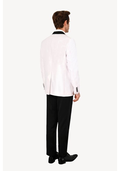 Ysf Erkek Beyaz Şal Yaka Slim Fit Damatlık