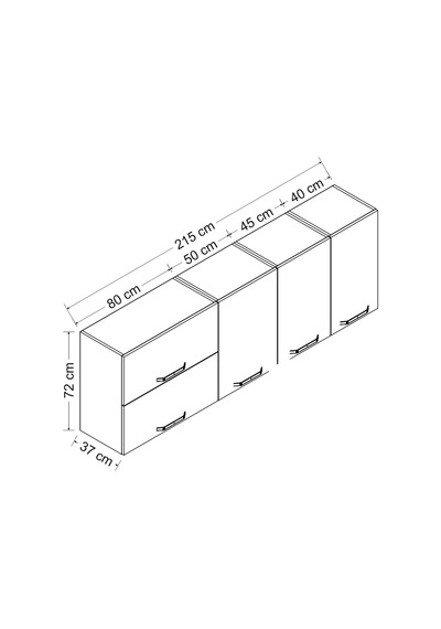 Minar 215 Cm Mutfak Dolabı Beyaz 215-b1-üst Modül