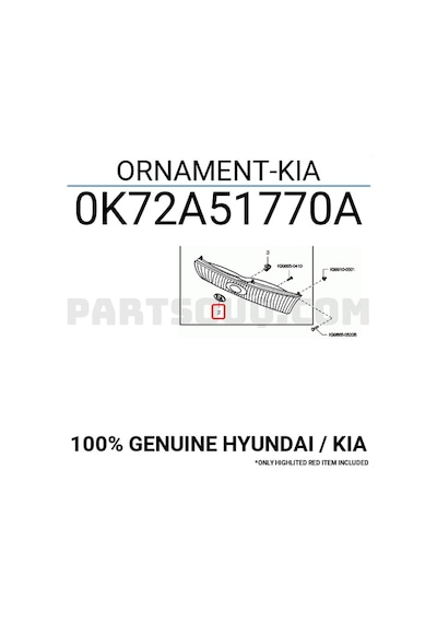 KIA PREGIO ÖN PANJUR KIA LOGOSU 1996-97 0K72A51770A