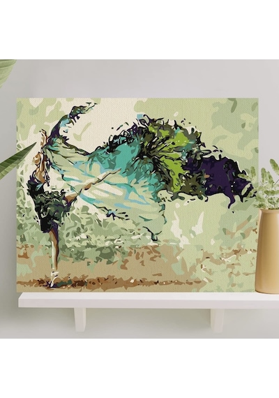 Palmiye Hobi Sanat Sayılarla Boyama Tuval Seti Fırça Boya Dahil Çıtalı 40x50 Cm - Balerin