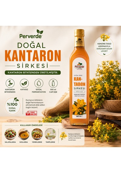 Kantaron Sirkesi 500 Ml Doğal Fermente Sirke Geleneksel Üretim Katkısız